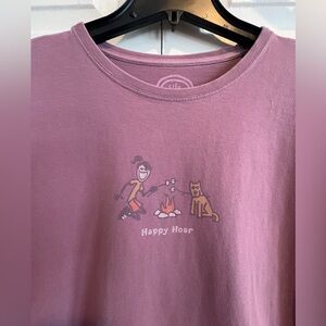 Life Is Good🐶 Mauve, Long Sleeve Tee “ Happy Hour”, Relaxed Fit, Girl & her Dog